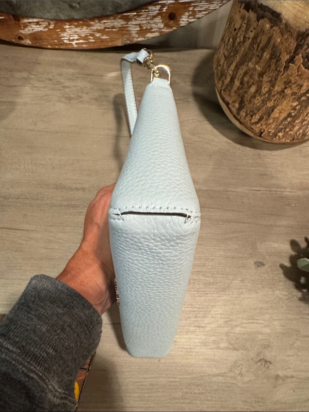 kate spade White and Light Blue Pebbled Leather Small Shoulder Bag - Picture 6 of 7
